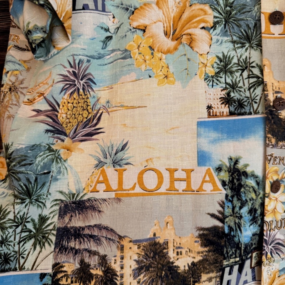 Seven Palm Silk Hawaiian Shirt XXL Aloha Honolulu Tropical Camp - Picture 7 of 14